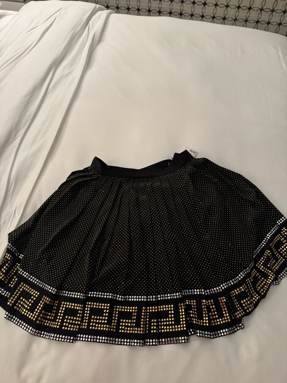 Versace x H&M collab  Black pleated skirt with Gold Geometric Trim